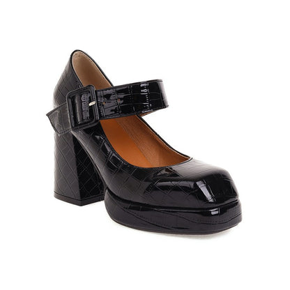 Escarpins Rétro à Talon Bloc — Bout Carré & Bride Ajustable