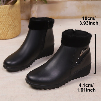 Bottines Noires Hiver Femme — Doublure Chaude & Talon Confort (Fermeture Éclair)