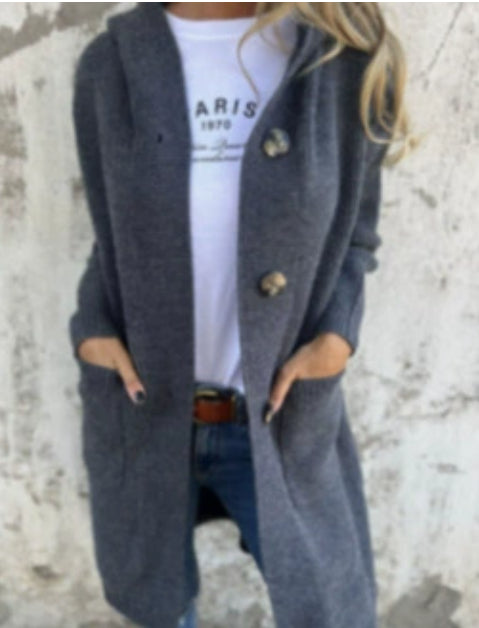 Cardigan Long à Capuche – Élégance Décontractée