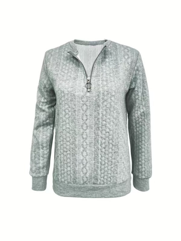 Pull Zippé en Maille Torsadée Femme
