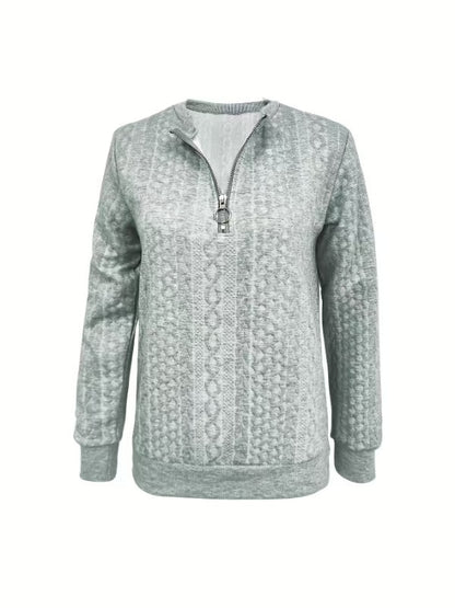 Pull Zippé en Maille Torsadée Femme