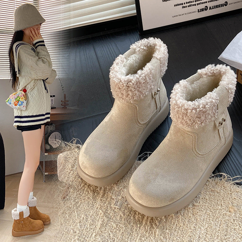 Bottines Hivernales Rétro Femme — Doublure Chaude & Style Douillet