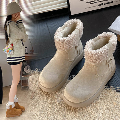 Bottines Hivernales Rétro Femme — Doublure Chaude & Style Douillet