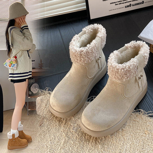 Bottines Hivernales Rétro Femme — Doublure Chaude & Style Douillet