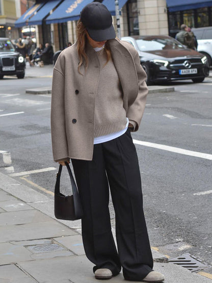 Manteau Vintage en Laine Marron – Élégance Intemporelle & Confort Moderne