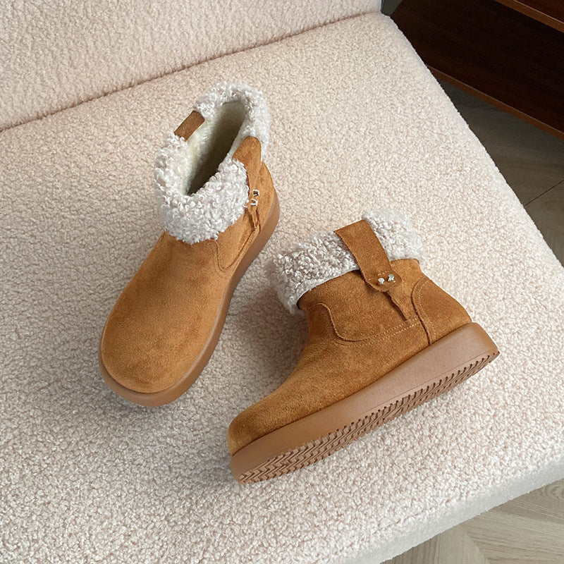 Bottines Hivernales Rétro Femme — Doublure Chaude & Style Douillet