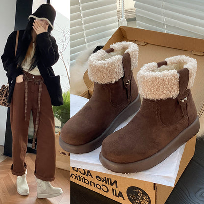 Bottines Hivernales Rétro Femme — Doublure Chaude & Style Douillet