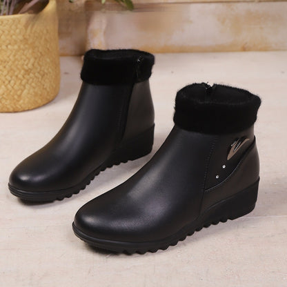 Bottines Noires Hiver Femme — Doublure Chaude & Talon Confort (Fermeture Éclair)