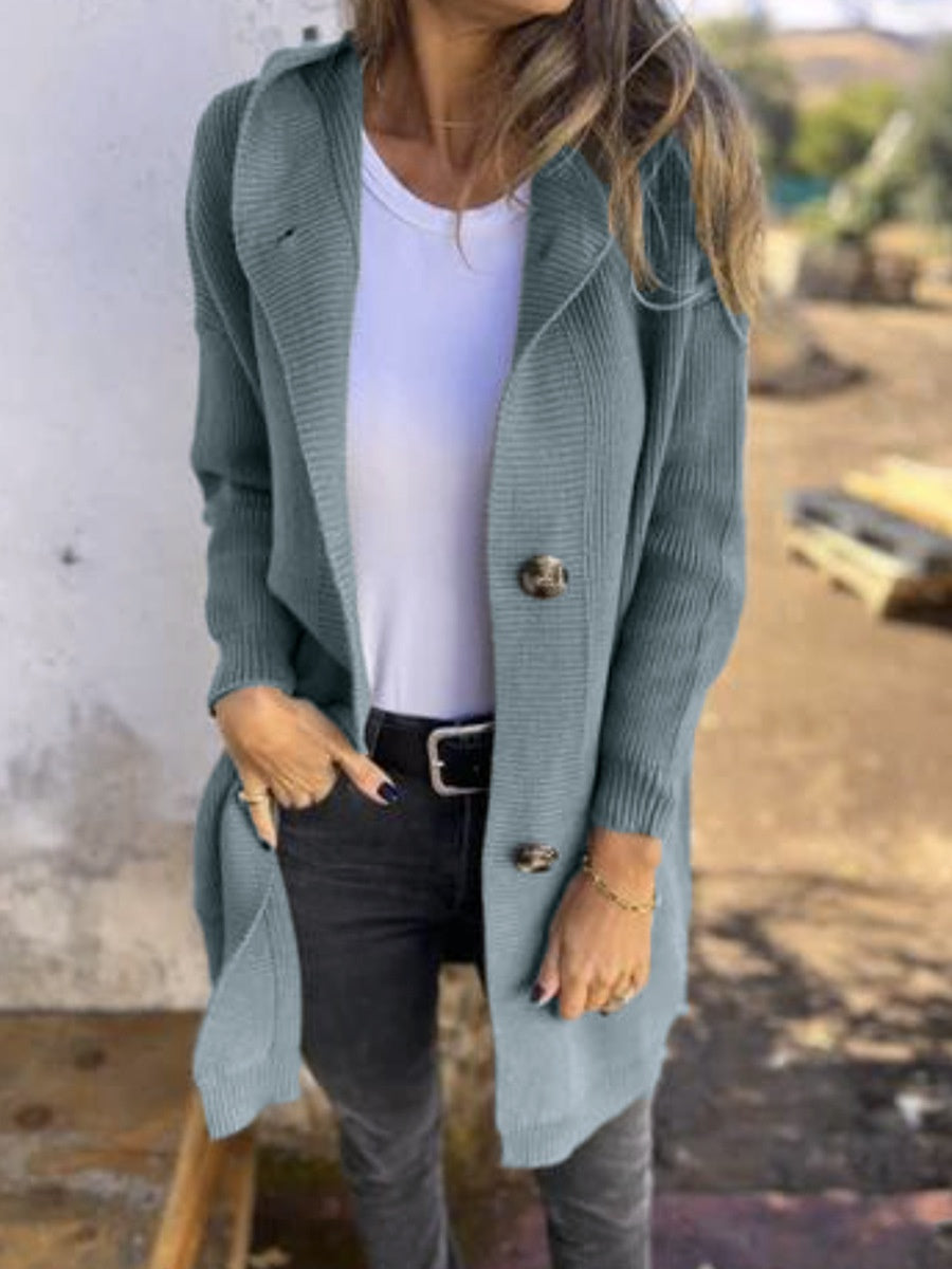 Cardigan Long à Capuche – Élégance Décontractée