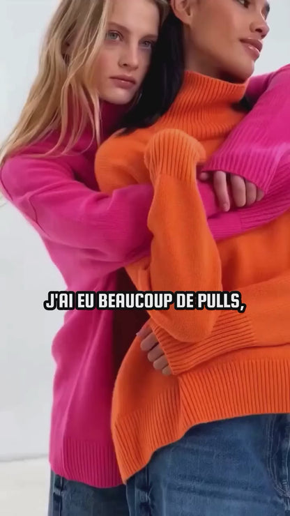 Pull Col Roulé Oversize en Maille Douce